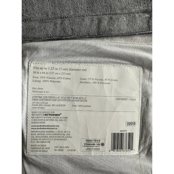 Studio 3B Velvet Rod Pocket Room Darkening Curtain Panels Graphite 50”W X 84”L - Picture 6 of 6